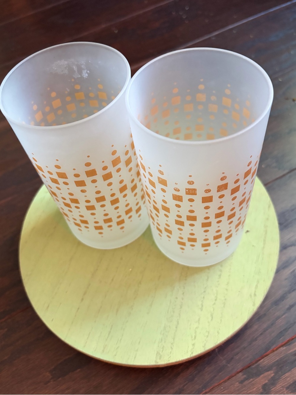 Pair of frosted glass MCM glasses